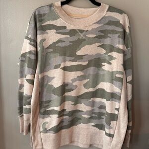 EUC, Aerie Camo Sweatshirt - Green and Cream